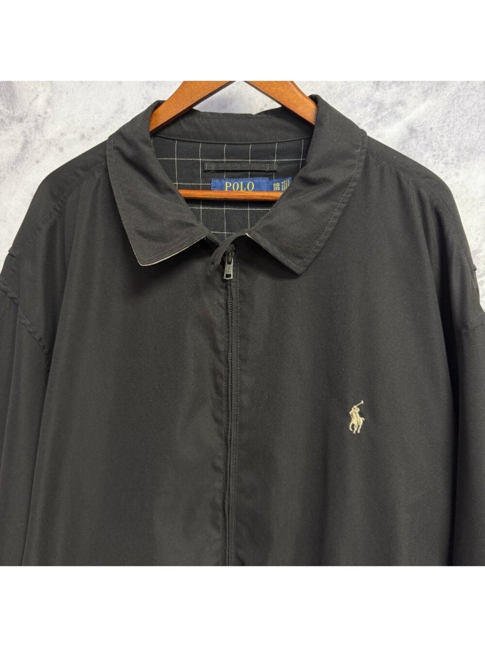 Polo Ralph Lauren Golf Jacket Mens 3XB Black Plaid Lined Zip Pony Logo